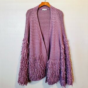 Oversized Lavender Fringe Cardigan
